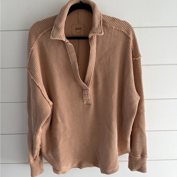 aerie Tops - Aerie Waffle Knit Pullover, Size Medium